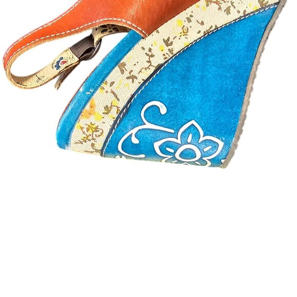 Spring Step L'artiste Womens Leather Floral Detailed Wedges, Sling Back, 40/US 9 - Picture 6 of 11